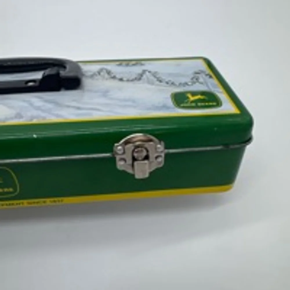 John Deere VINTAGE 2005 Toolbox Pencil Case Green Metal Tractor Theme